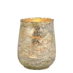 Suport lumanare din sticla nuanta champagne 10x12 cm