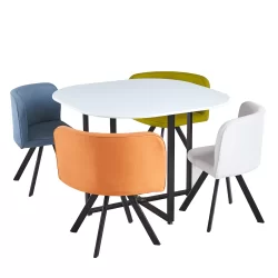 Set de mobilier dining 1+4 alb culori mixte BEVIS NEW