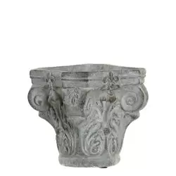 Ghiveci ceramica forma ornament coloana gri antichizat 17x16 cm