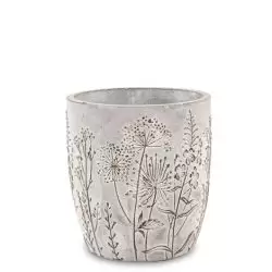 Ghiveci ceramica model flori de camp gri 14x13 cm