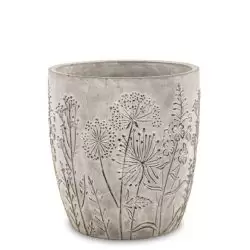 Ghiveci ceramica model flori de camp gri 18x16.5 cm