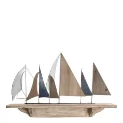 Raft de perete in forma de barca lemn metal 71x12x45 cm