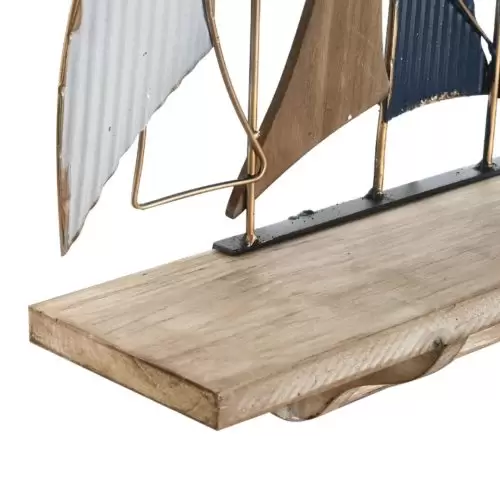 Raft de perete in forma de barca lemn metal 71x12x45 cm2