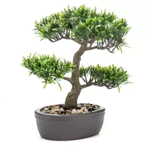 bonsai artificial decorativ podocarpus in ghiveci ceramic 32 cm 2803