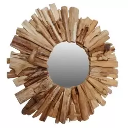 Oglinda de perete rama din lemn nuanta naturala 50x5x50 cm