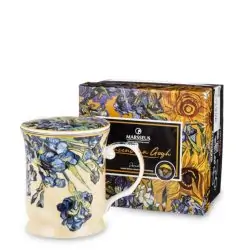 Cana portelan pentru ceai cu infuzor design Irises Van Gogh