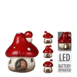 Decoratiune casuta-ciuperca LED 10 cm