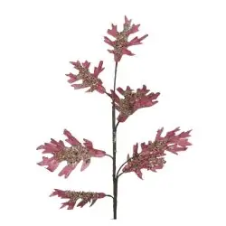 Creanga artificiala frunze roz catifea sclipici 18x75 cm