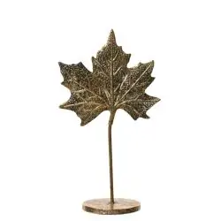 Decoratiune metalica frunza auriu antichizat 11.5x20x35 cm