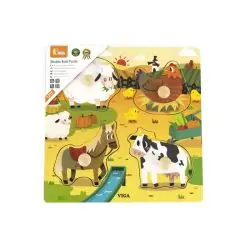 puzzle cu manere animale de la ferma in habitat viga 1