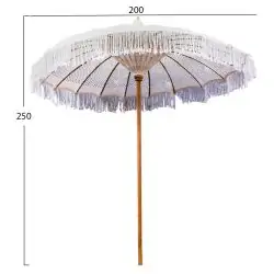 Umbrela rotunda macrame lemn nuanta bej 200x250 cm2