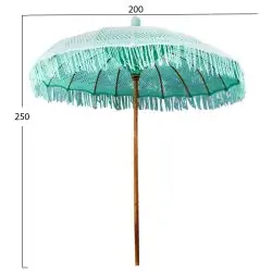 Umbrela rotunda macrame lemn nuanta verde deschis 200x250 cm2