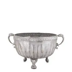 Vas metalic argintiu antichizat 22x39x30 cm