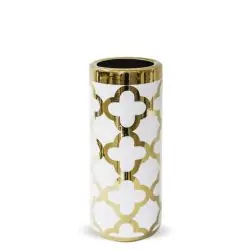 Suport umbrele ceramica auriu alb romburi 47x20.5x20.5 cm