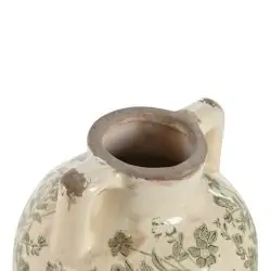 Vaza ceramica cu manere model frunze verzi aspect antichizat 17x17x22 cm2